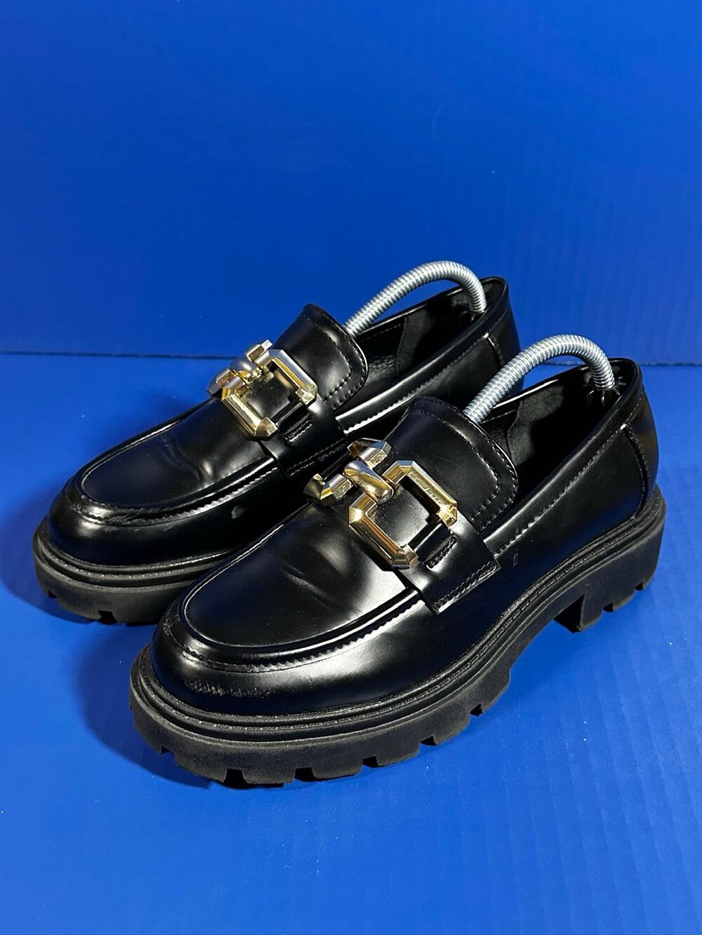 Steve Madden Womens Bellanie Lug Sole Loafers Chunky Black 6